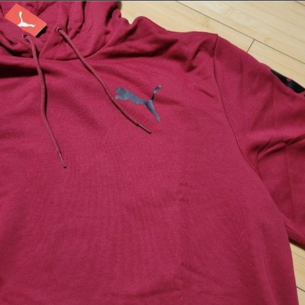 PUMA Hoodie Rhubarb Men's Speed Slant Logo Long Sleeve Burgundy Black Size Large - Picture 5 of 9